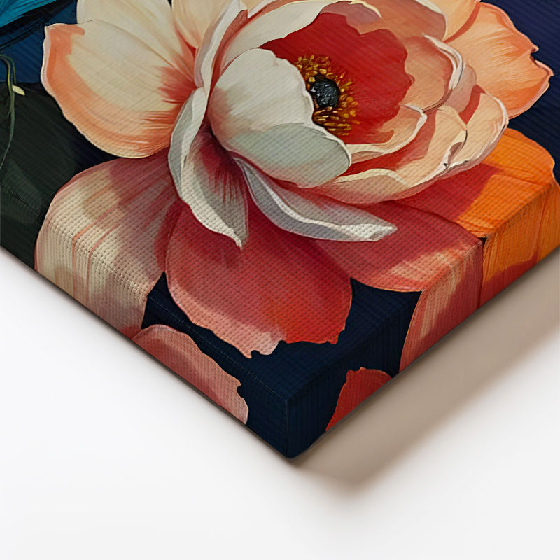 Yatay Kanvas Tablo Karışık Bahar Bahçesi Çiçek Tablosu Ev Ofis Duvar Dekoru