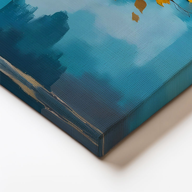 Yatay Kanvas Tablo Yuvarlak Yapraklı Estetik Ağaç Çiçek Tablosu Ev Ofis Duvar Dekoru