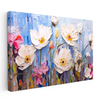 Yatay Kanvas Tablo Boya Dokulu Modern Çiçekler Çiçek Tablosu Ev Ofis Duvar Dekoru
