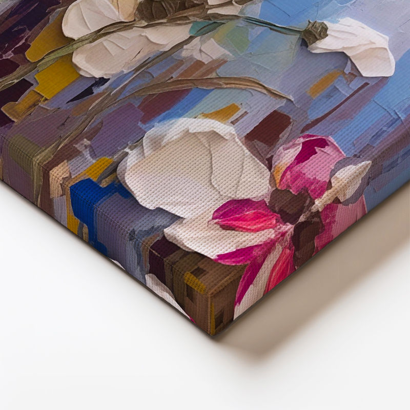 Yatay Kanvas Tablo Boya Dokulu Modern Çiçekler Çiçek Tablosu Ev Ofis Duvar Dekoru