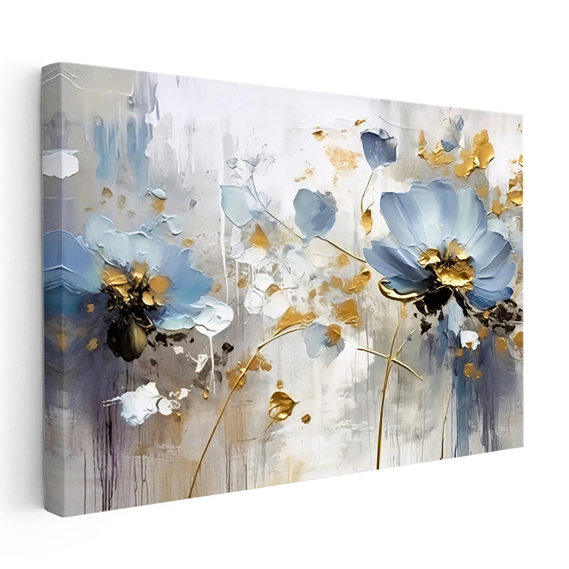 Yatay Kanvas Tablo Soyut Formlu Modern Çiçekler Çiçek Tablosu Ev Ofis Duvar Dekoru