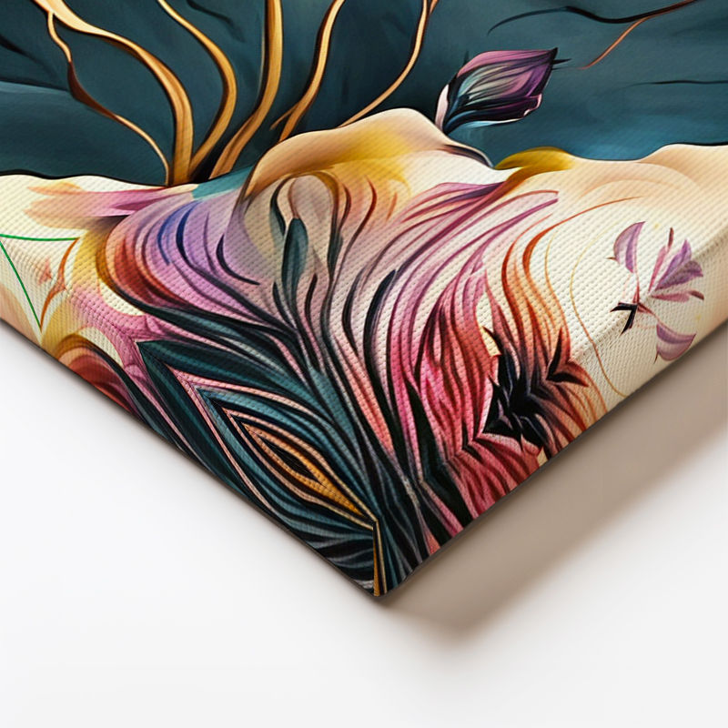 Yatay Kanvas Tablo Zarif Hatlı Estetik Çiçekler Çiçek Tablosu Ev Ofis Duvar Dekoru