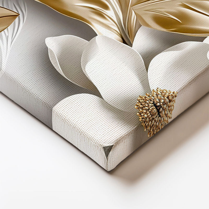 Yatay Kanvas Tablo Büyük Beyaz Manolyalar Çiçek Tablosu Ev Ofis Duvar Dekoru