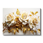 Yatay Kanvas Tablo Kabartma Görünümlü Üçlü Güller Çiçek Tablosu Ev Ofis Duvar Dekoru