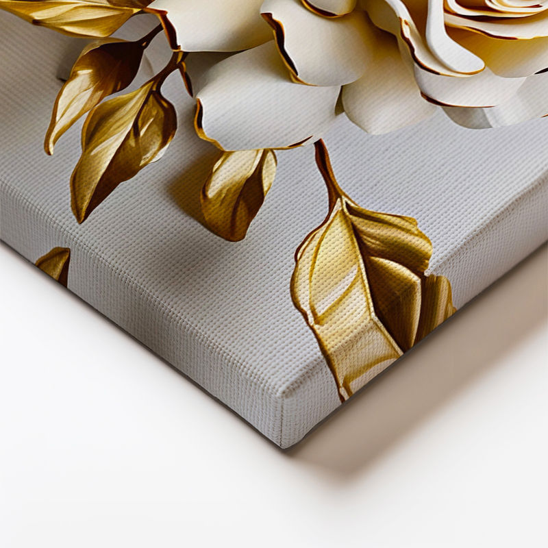 Yatay Kanvas Tablo Kabartma Görünümlü Üçlü Güller Çiçek Tablosu Ev Ofis Duvar Dekoru