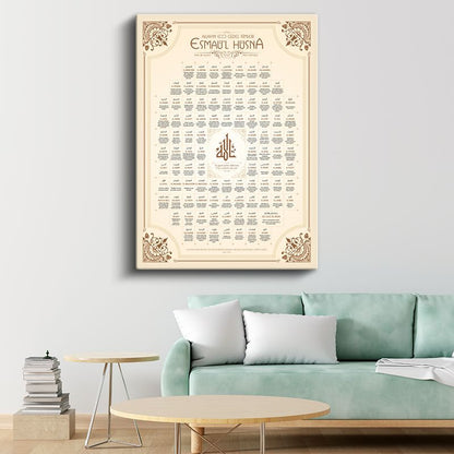 Esma-ül Hüsna - Allah'ın 99 Güzel İsmi Kanvas Tablo
