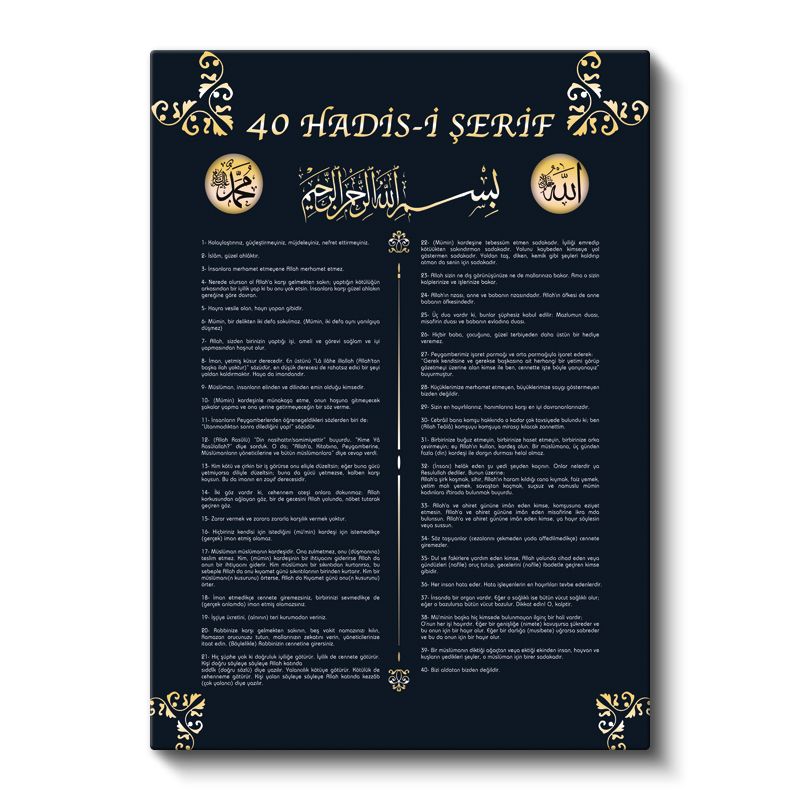 Kırk Hadis - Peygamber Efendimizin Hikmetli Sözleri Kanvas Tablo