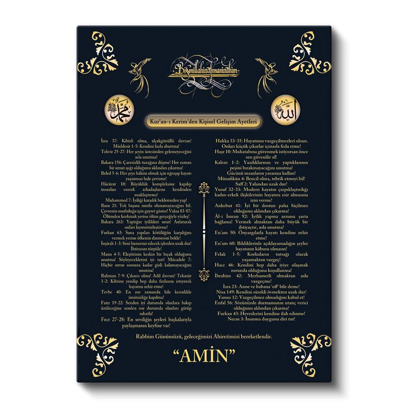 Kur'an-ı Kerim'den Kişisel Gelişim Ayetleri - Manevi Rehberlik Kanvas Tablo