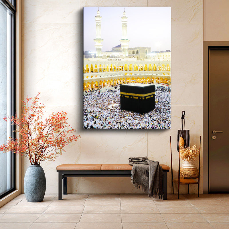 Dikey Kanvas Tablo Kabe Mescidi Haram Tavaf Alanı Dini İslami Tablo Ev Ofis Duvar Dekoru