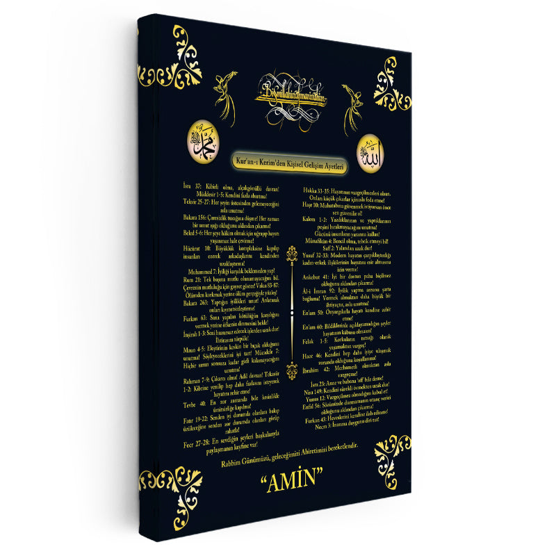 Dikey Kanvas Tablo Türkçe Mealli Kişisel Gelişim Ayetleri Dini İslami Tablo Ev Ofis Duvar Dekoru