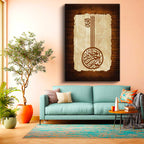 Dikey Kanvas Tablo Anahtar Formunda Besmele Yazısı Dini İslami Tablo Ev Ofis Duvar Dekoru