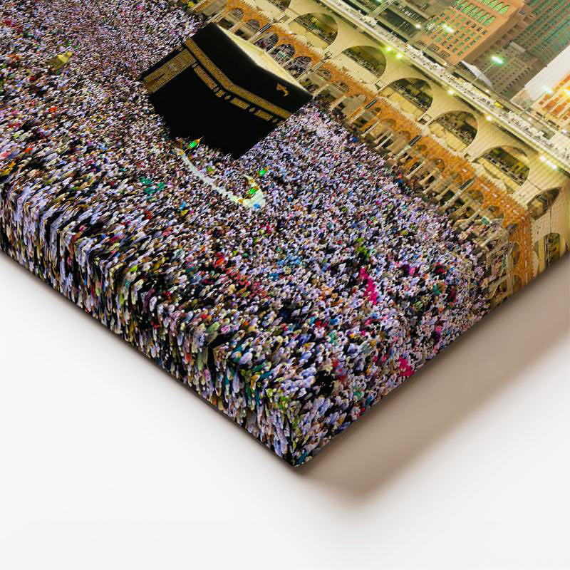 Dikey Kanvas Tablo Mekke Saat Kulesi Ve Kabe Manzarası Dini İslami Tablo Ev Ofis Duvar Dekoru