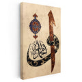 Dikey Kanvas Tablo Allah Muhammed Elif Vav Yazılı Dini İslami Tablo Ev Ofis Duvar Dekoru