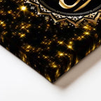 Dikey Kanvas Tablo Allah Lafzı Altın Rengi Yıldız Desenli Dini İslami Tablo Ev Ofis Duvar Dekoru