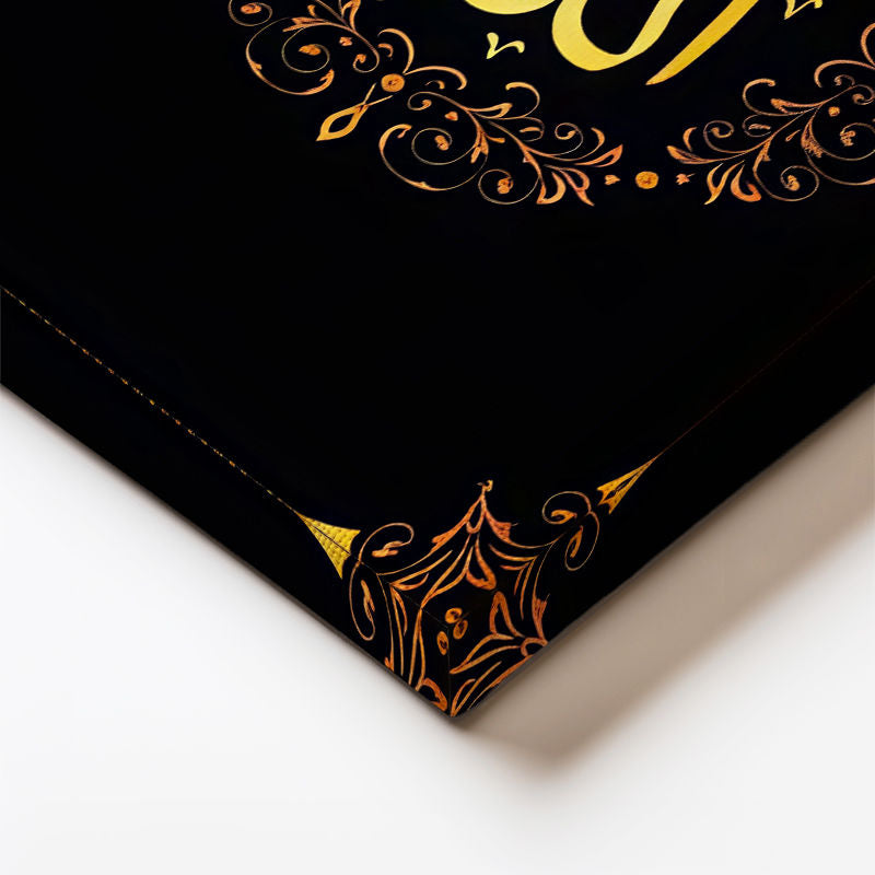 Dikey Kanvas Tablo Allah Yazısı Çiçek Motifli Çelenk Dini İslami Tablo Ev Ofis Duvar Dekoru