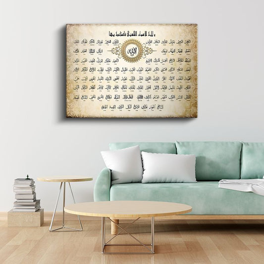 Esmaül Hüsna - Allah'ın 99 Güzel İsmi Kanvas Tablo