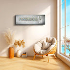 Yatay Panoramik Kanvas Tablo Gümüş Efektli Modern Hat Yazısı Dini İslami Tablo Ev Ofis Duvar Dekoru