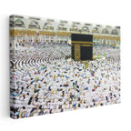 Yatay Kanvas Tablo Kabe Tavaf Dairesel İnsan Seli Dini İslami Tablo Ev Ofis Duvar Dekoru