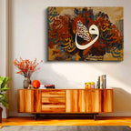 Yatay Kanvas Tablo Modern Vav Harfi Boya Efektli Dini İslami Tablo Ev Ofis Duvar Dekoru