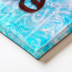 Yatay Kanvas Tablo Mavi Soyut Tasarım İhlas Suresi Ayeti Dini İslami Tablo Ev Ofis Duvar Dekoru