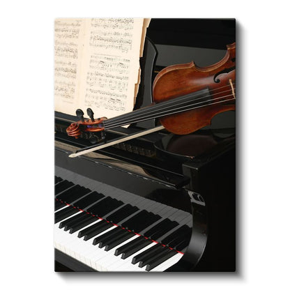 Klasik Müzik Enstrümanları - Piyano ve Keman Uyumu Kanvas Tablo
