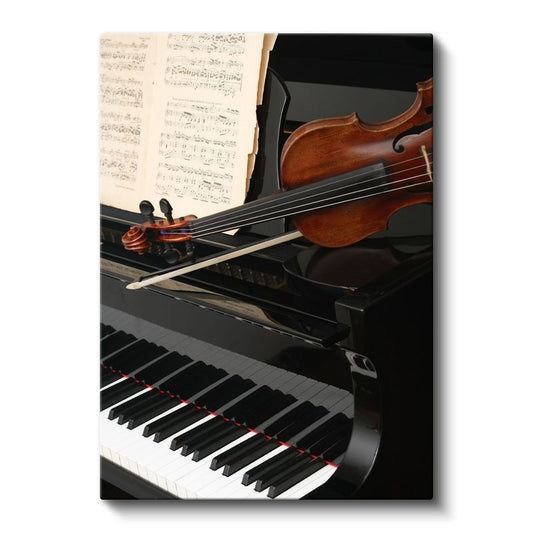 Klasik Müzik Enstrümanları - Piyano ve Keman Uyumu Kanvas Tablo