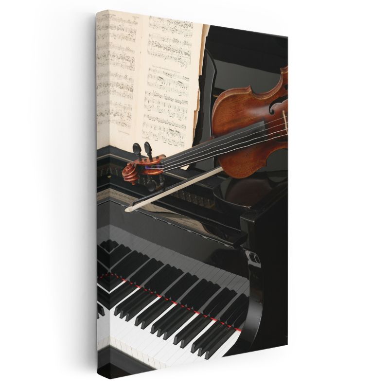 Klasik Müzik Enstrümanları - Piyano ve Keman Uyumu Kanvas Tablo