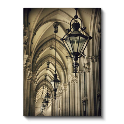 Gotik Mimari - Tarihi Koridor Fenerleri Kanvas Tablo