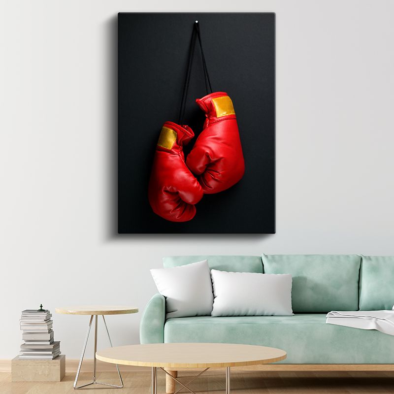 Boks Eldivenleri - Kırmızı Deri Spor Ekipmanı Kanvas Tablo