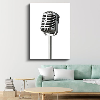 Retro Mikrofon - Klasik Yayın Ekipmanı Kanvas Tablo