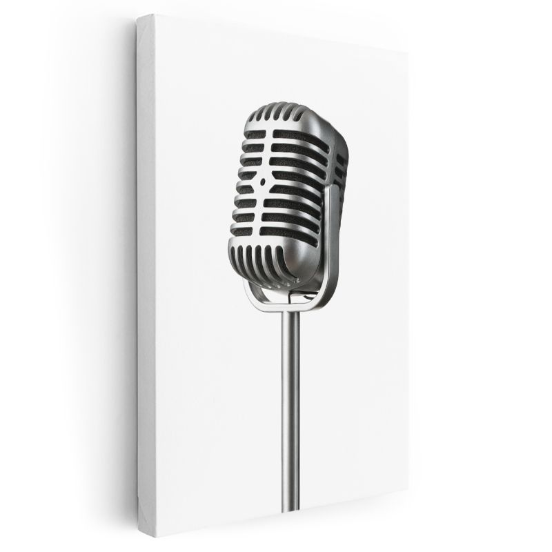 Retro Mikrofon - Klasik Yayın Ekipmanı Kanvas Tablo