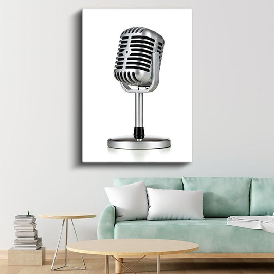 Vintage Mikrofon - Nostaljik Stüdyo Ekipmanı Kanvas Tablo