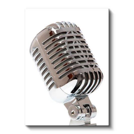 Krom Mikrofon - Parlak Metal Detaylı Ses Ekipmanı Kanvas Tablo