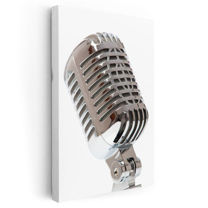 Krom Mikrofon - Parlak Metal Detaylı Ses Ekipmanı Kanvas Tablo