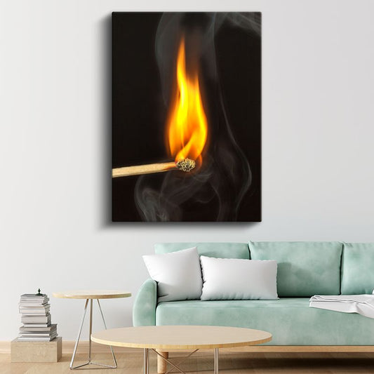 Alev Anı - Kibrit Çöpü Detayı Kanvas Tablo