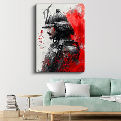 Samuray Savaşçısı - Kırmızı Siyah Japon Savaş Sanatı Kanvas Tablo
