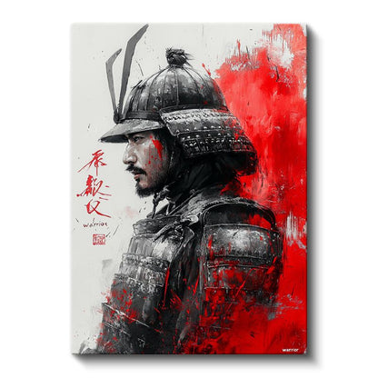 Samuray Savaşçısı - Kırmızı Siyah Japon Savaş Sanatı Kanvas Tablo