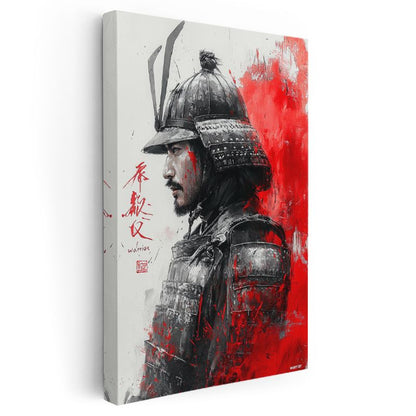 Samuray Savaşçısı - Kırmızı Siyah Japon Savaş Sanatı Kanvas Tablo