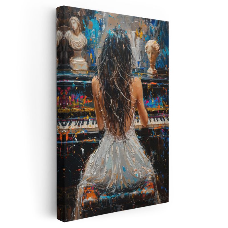 Piyanist Silüeti - Sanatsal Müzik Temalı Yağlı Boya Kanvas Tablo