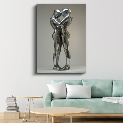 Modern Aşıklar - Gümüş Heykel Sanatı Kanvas Tablo