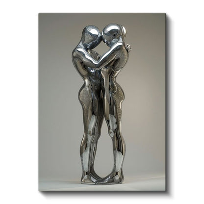 Modern Aşıklar - Gümüş Heykel Sanatı Kanvas Tablo