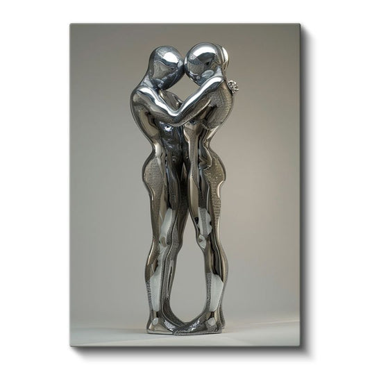 Modern Aşıklar - Gümüş Heykel Sanatı Kanvas Tablo
