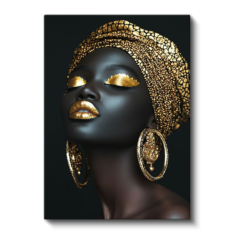 Altın Zarafet - Etnik Mücevherlerle Bezeli Portre Kanvas Tablo