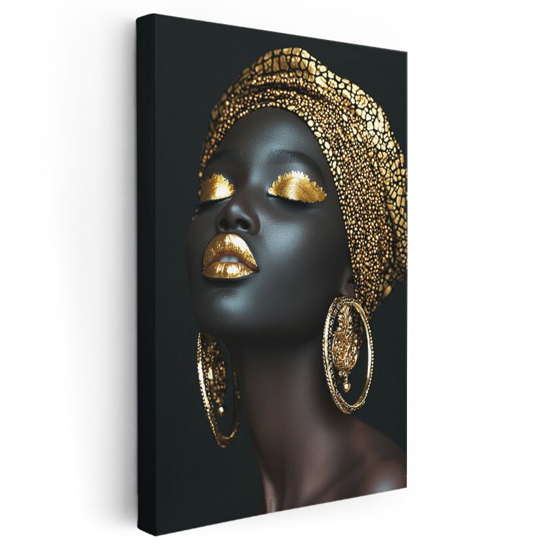 Altın Zarafet - Etnik Mücevherlerle Bezeli Portre Kanvas Tablo