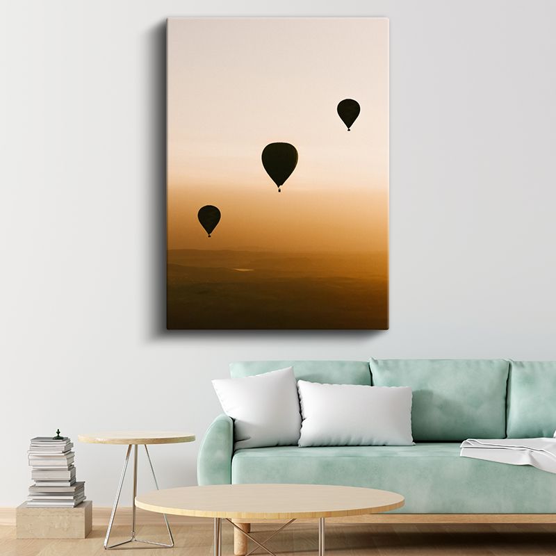 Gün Batımı Yolculuğu - Gökyüzünde Süzülen Balonlar Kanvas Tablo