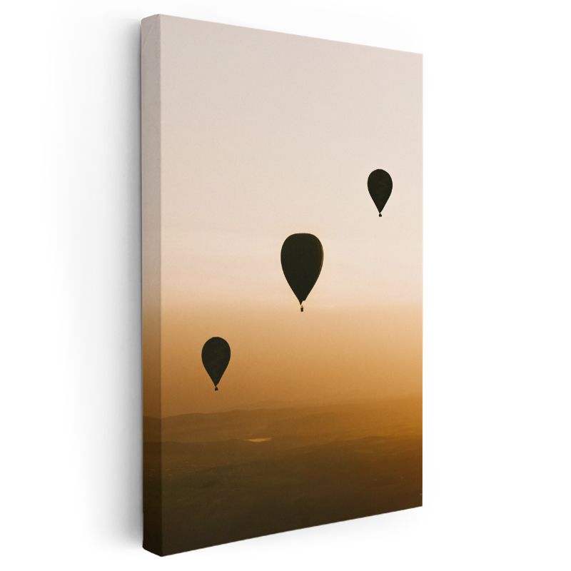 Gün Batımı Yolculuğu - Gökyüzünde Süzülen Balonlar Kanvas Tablo