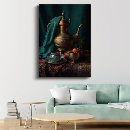 Osmanlı Çaydanlığı - Geleneksel Bakır İşlemeli Kanvas Tablo