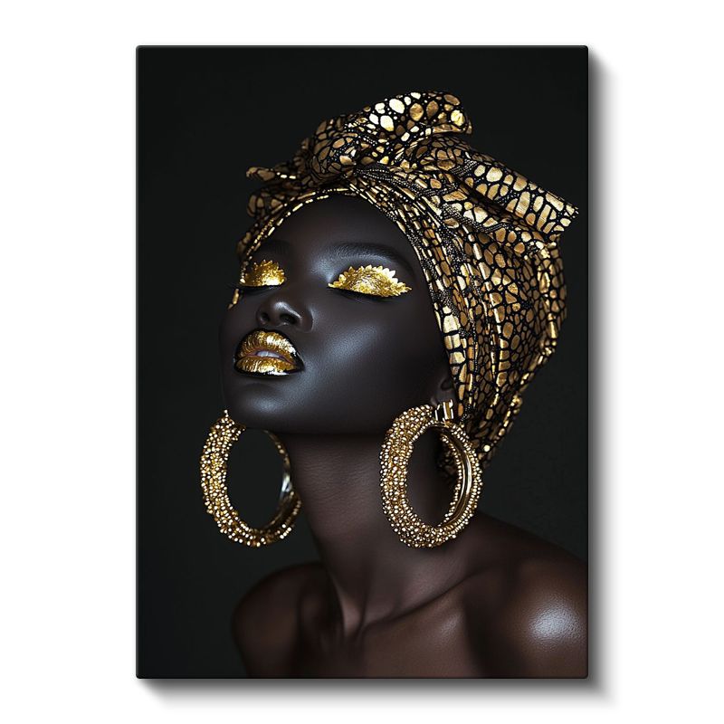 Altın Portre - Lüks Takılar ve Makyaj Kanvas Tablo