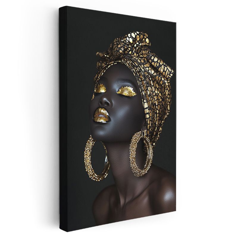 Altın Portre - Lüks Takılar ve Makyaj Kanvas Tablo