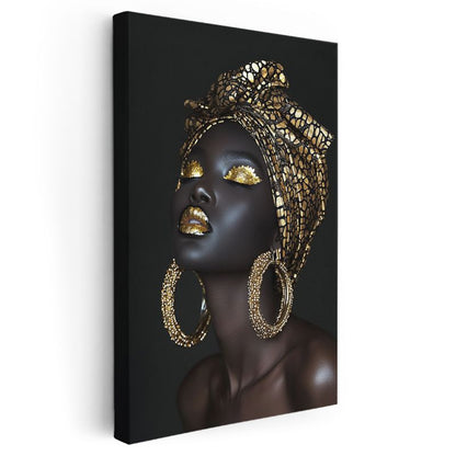 Altın Portre - Lüks Takılar ve Makyaj Kanvas Tablo